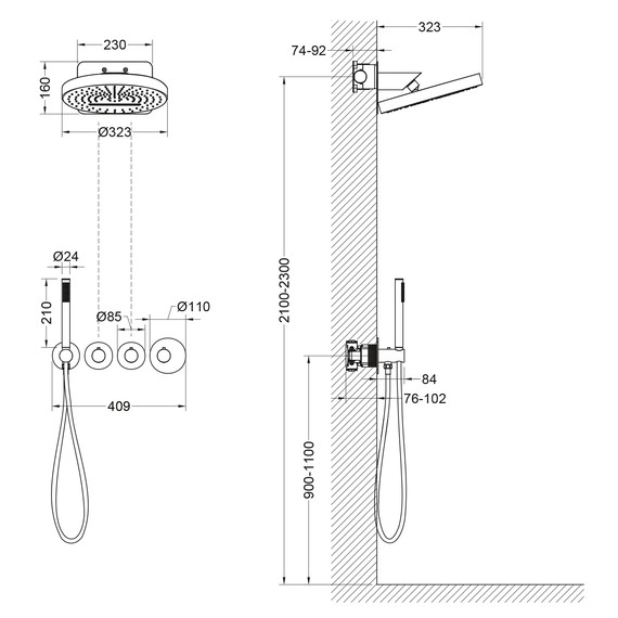 Душевая система для душа с термостатом Timo Saona SX-2329/16SM (со скрытой частью) белый матовый - фото 2