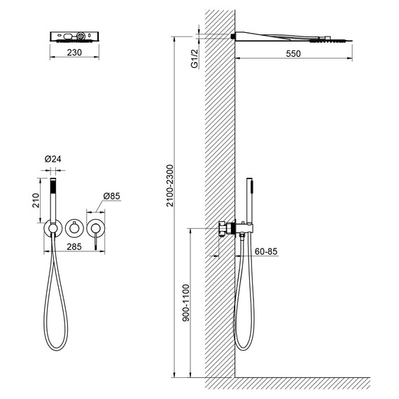 Душевая система для душа Timo Saona SX-2340/17SM (со скрытой частью) золото матовое - фото 4