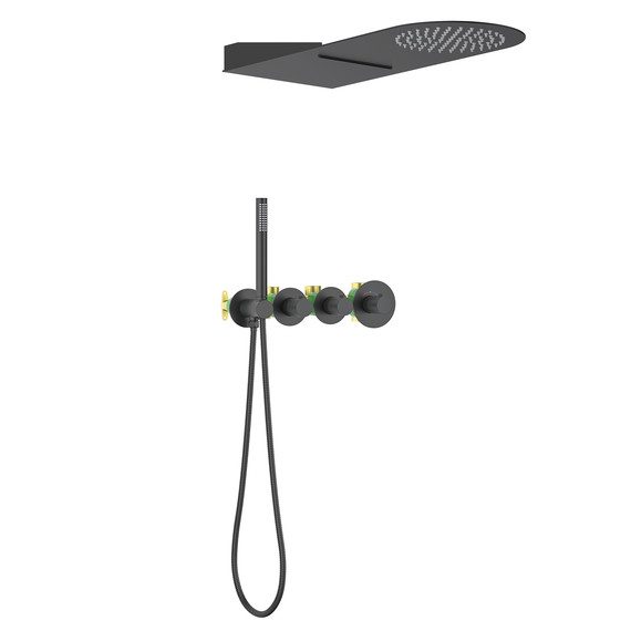 Душевая система для душа с термостатом Timo Saona SX-2350/03SM (со скрытой частью) чёрный матовый - фото 