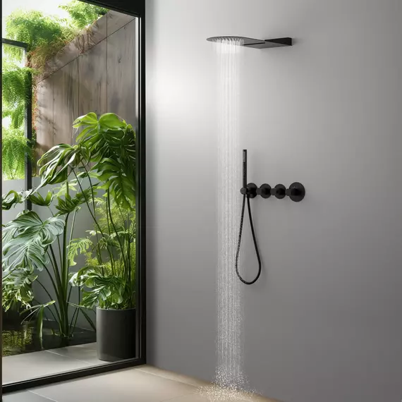 Душевая система для душа с термостатом Timo Saona SX-2350/03SM (со скрытой частью) чёрный матовый - фото 2