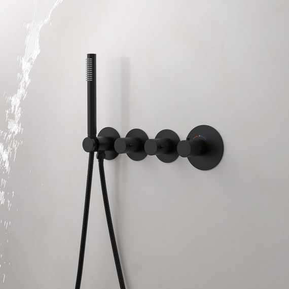 Душевая система для душа с термостатом Timo Saona SX-2350/03SM (со скрытой частью) чёрный матовый - фото 3