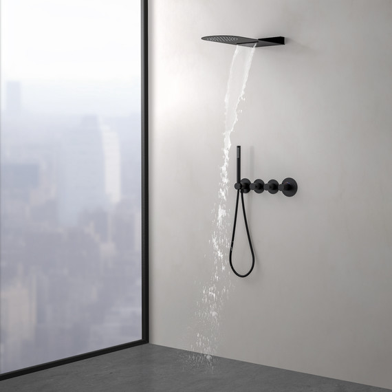 Душевая система для душа с термостатом Timo Saona SX-2350/03SM (со скрытой частью) чёрный матовый - фото 4