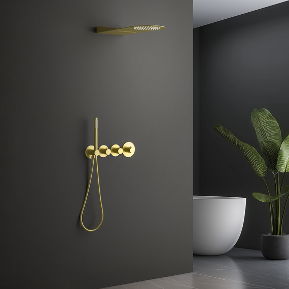 Душевая система для душа с термостатом Timo Saona SX-2350/17SM (со скрытой частью) золото матовое - фото 5