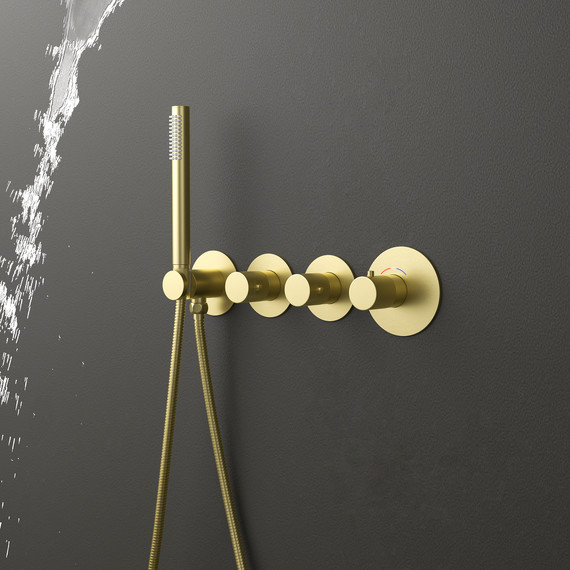 Душевая система для душа с термостатом Timo Saona SX-2350/17SM (со скрытой частью) золото матовое - фото 4