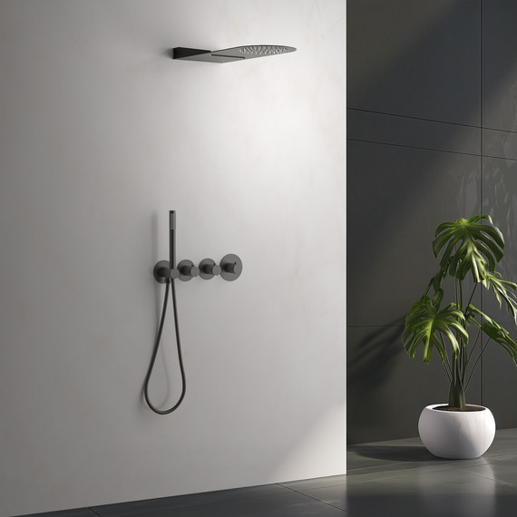 Душевая система для душа с термостатом Timo Saona SX-2350/18SM (со скрытой частью) чёрное золото - фото 4