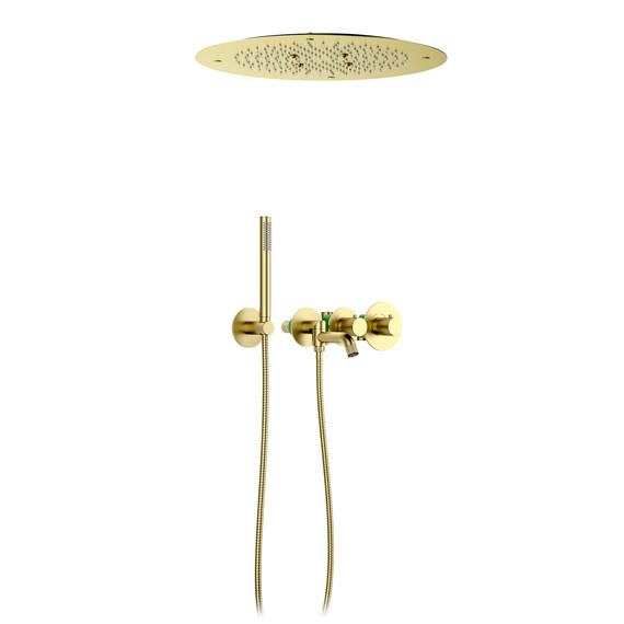 Душевая система для ванны с термостатом Timo Saona SX-2358/17SM (со скрытой частью) золото матовое - фото 