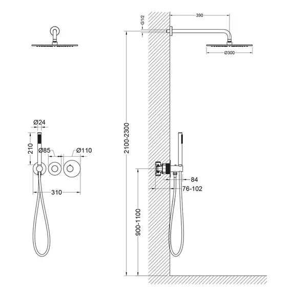 Душевая система для душа с термостатом Timo Saona SX-2359/13SM (со скрытой частью) никель - фото 3