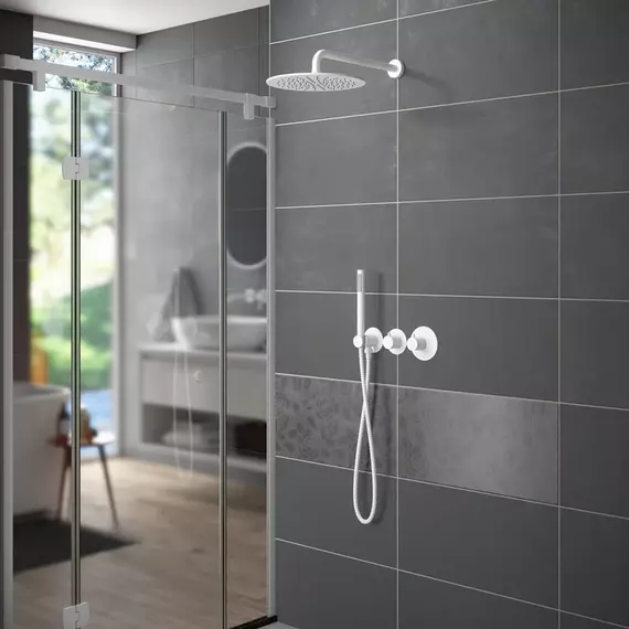 Душевая система для душа с термостатом Timo Saona SX-2359/16SM (со скрытой частью) белый матовый - фото 3