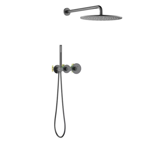 Душевая система для душа с термостатом Timo Saona SX-2359/18SM (со скрытой частью) чёрное золото - фото 2