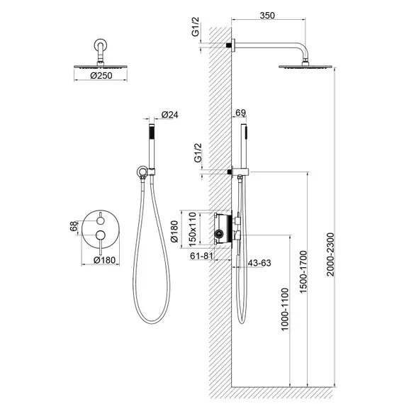 Душевая система для душа Timo Saona SX-2369/16SM (со скрытой частью) белый матовый - фото 3