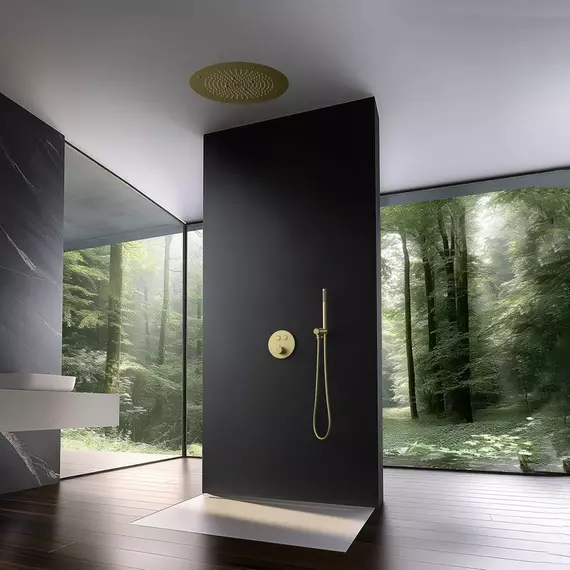 Душевая система для душа с термостатом Timo Saona SX-2370/17SM (со скрытой частью) золото матовое - фото 4