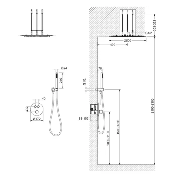 Душевая система для душа с термостатом Timo Saona SX-2370/17SM (со скрытой частью) золото матовое - фото 6
