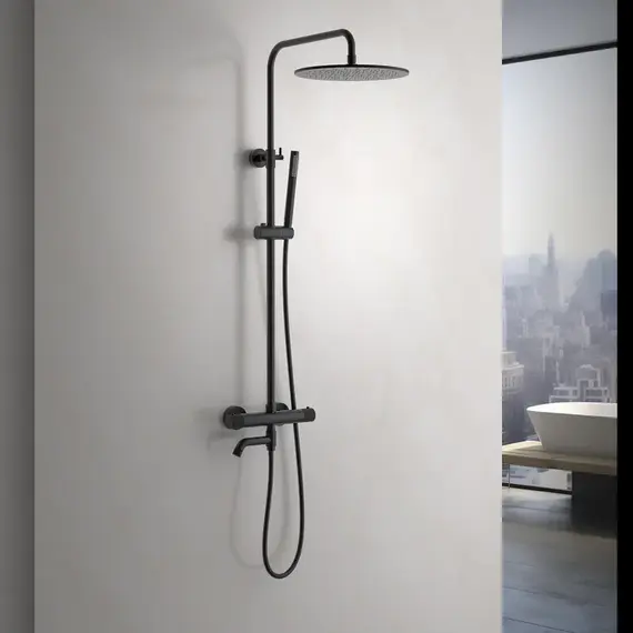 Душевая стойка для ванны с термостатом Timo Saona SX-2380/03, чёрный матовый - фото 3