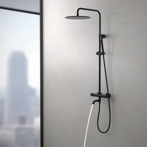 Душевая стойка для ванны с термостатом Timo Saona SX-2380/03, чёрный матовый - фото 5