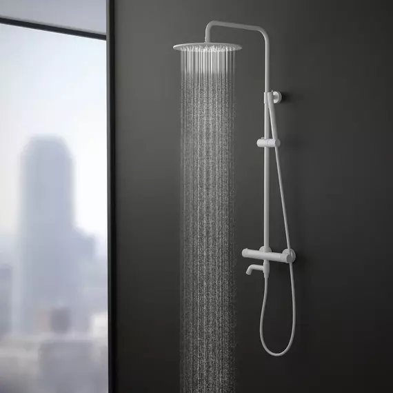 Душевая стойка для ванны с термостатом Timo Saona SX-2380/16, белый матовый - фото 4