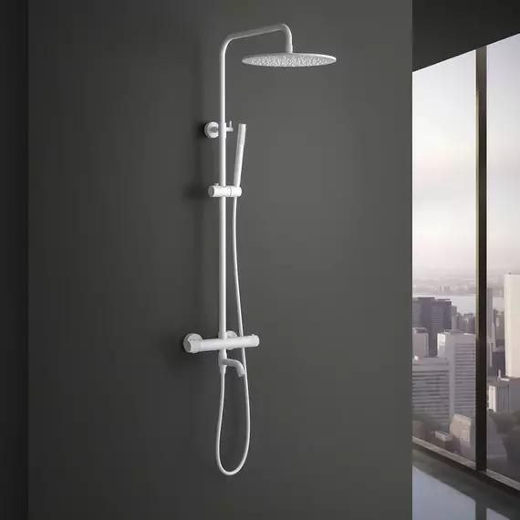 Душевая стойка для ванны с термостатом Timo Saona SX-2380/16, белый матовый - фото 2