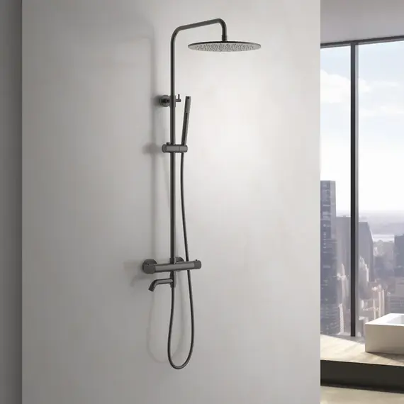 Душевая стойка для ванны с термостатом Timo Saona SX-2380/18, чёрное золото - фото 3