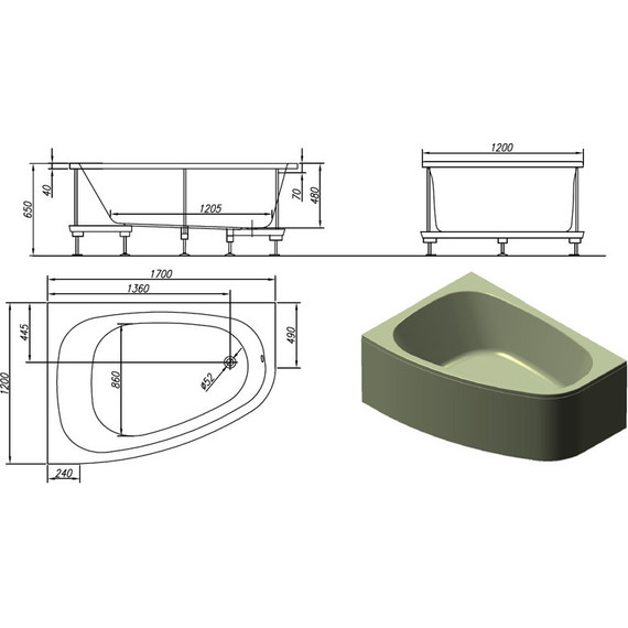Ванна акриловая Kolpa-San Chad 170x120 см L - фото, картинка 4 Ванна акриловая Kolpa-San Chad 170x120 см L - фото 4