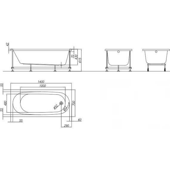 Ванна акриловая Kolpa-San Tamia 140x70 см, Размер - мм: 1400х700 - фото, картинка 6 Ванна акриловая Kolpa-San Tamia 140x70 см, Размер - мм: 1400х700 - фото 6
