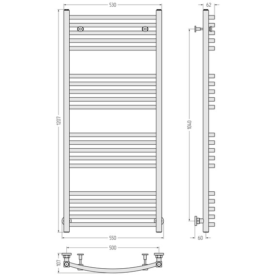Полотенцесушитель водяной Сунержа Аркус П20 500x1200 мм 32-0251-1250, золотой шёлк - фото 3