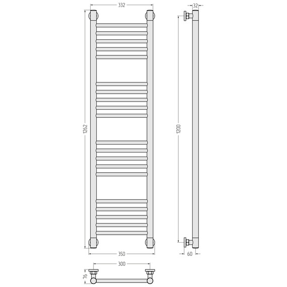 Полотенцесушитель водяной Сунержа Богема+ П20 300x1260 мм (прямая перемычка) 03-0220-1230, золото - фото 3