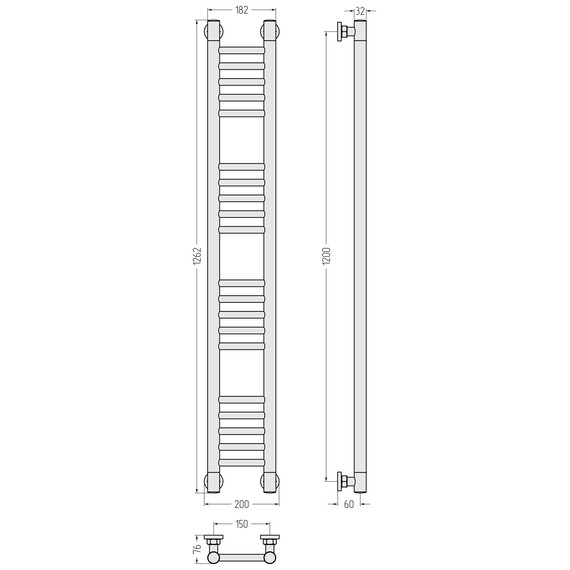 Полотенцесушитель водяной Сунержа Богема+ П20 150x1260 мм (прямая перемычка) 051-0220-1215, состаренная латунь - фото 3