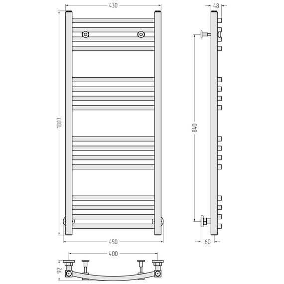 Полотенцесушитель водяной Сунержа Аркус П16 400x1000 мм 30-0251-1040, белый матовый - фото 3