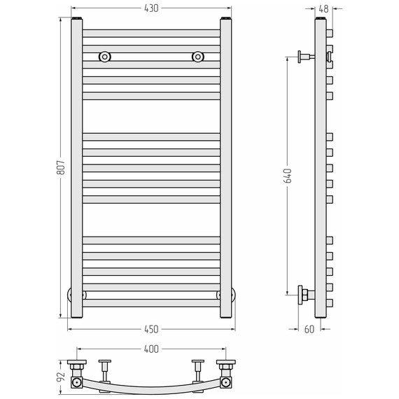 Полотенцесушитель водяной Сунержа Аркус П15 400x800 мм 020-0251-8040, шампань - фото 3