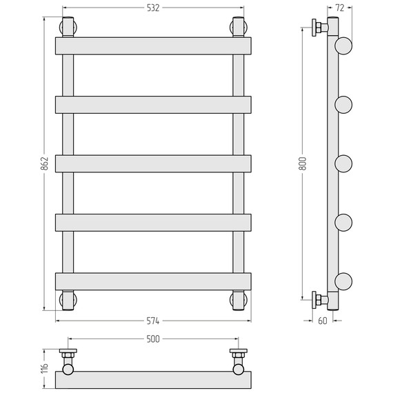 Полотенцесушитель водяной Сунержа Атлант П5 500x860 мм 032-0226-8050, золото матовое - фото 3