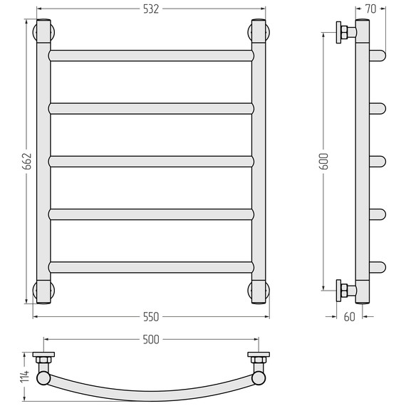 Полотенцесушитель водяной Сунержа Галант+ П5 500x660 мм 020-0200-6050, шампань - фото 3