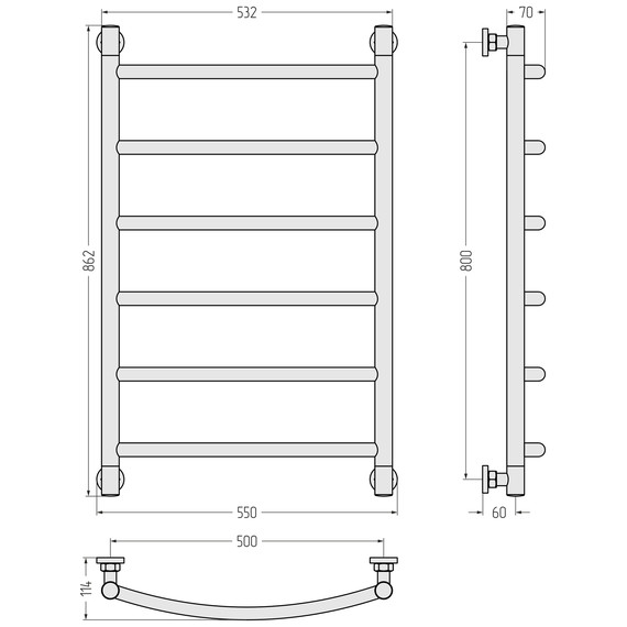 Полотенцесушитель водяной Сунержа Галант+ П6 500x860 мм 32-0200-8050, золотой шёлк - фото 3