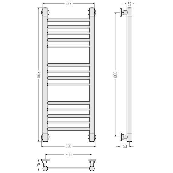 Полотенцесушитель водяной Сунержа Богема+ П14 300x860 мм (прямая перемычка) 05-0220-8030, состаренная бронза - фото 3