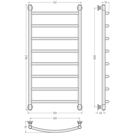 Полотенцесушитель водяной Сунержа Галант+ П8 500x1060 мм 03-0200-1050, золото - фото 3