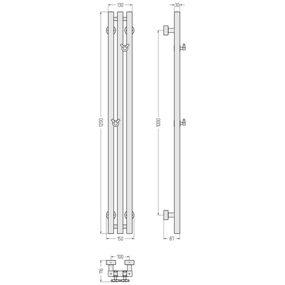 Полотенцесушитель водяной Сунержа Вердикт PRO П3 100x1200 мм 00-0459-1210, хром - фото 4