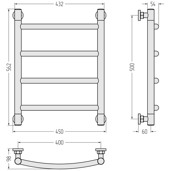Полотенцесушитель водяной Сунержа Галант+ П4 400x560 мм 15-0200-5040, тёмный титан муар - фото 3