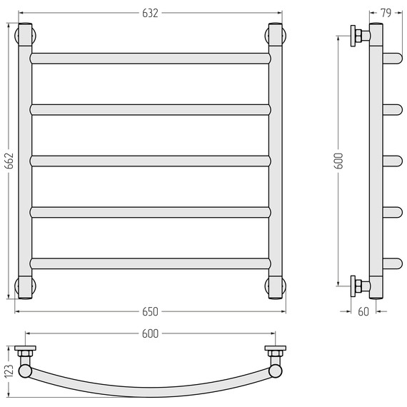 Полотенцесушитель водяной Сунержа Галант+ П5 600x660 мм 051-0200-6060, состаренная латунь - фото 3