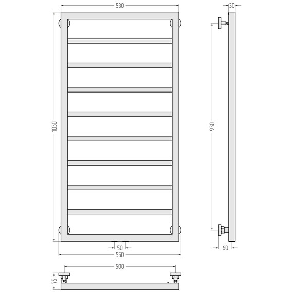 Полотенцесушитель водяной Сунержа Канцлер П8 500x1030 мм 03-0254-1050, золото - фото 5