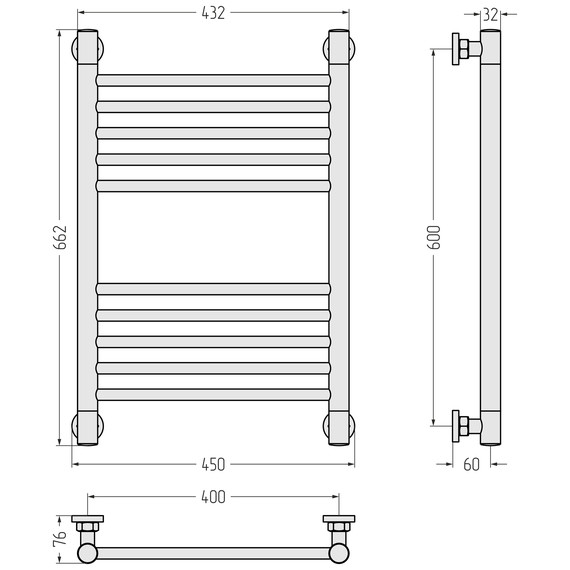 Полотенцесушитель водяной Сунержа Богема+ П10 400x660 мм (прямая перемычка) 15-0220-6040, тёмный титан муар - фото 3
