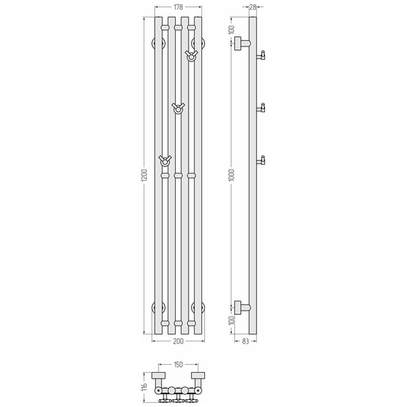 Полотенцесушитель водяной Сунержа Кантата PRO П4 150x1200 мм 03-0446-1215, золото - фото 4