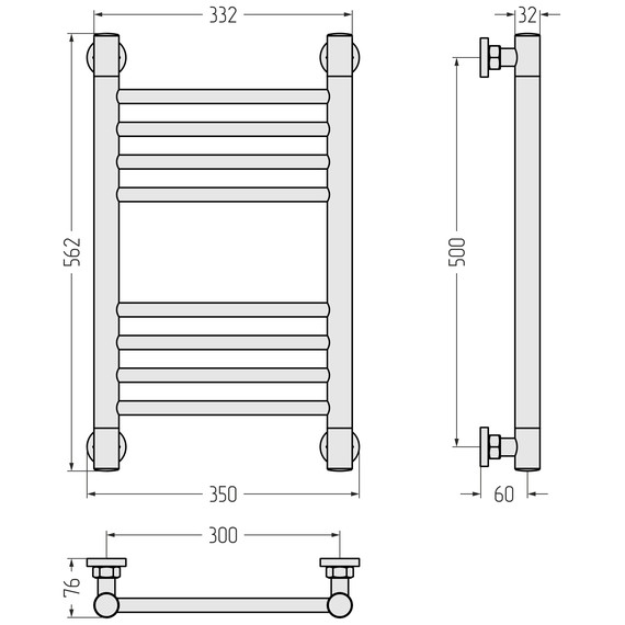 Полотенцесушитель водяной Сунержа Богема+ П8 300x560 мм (прямая перемычка) 032-0220-5030, золото матовое - фото 3