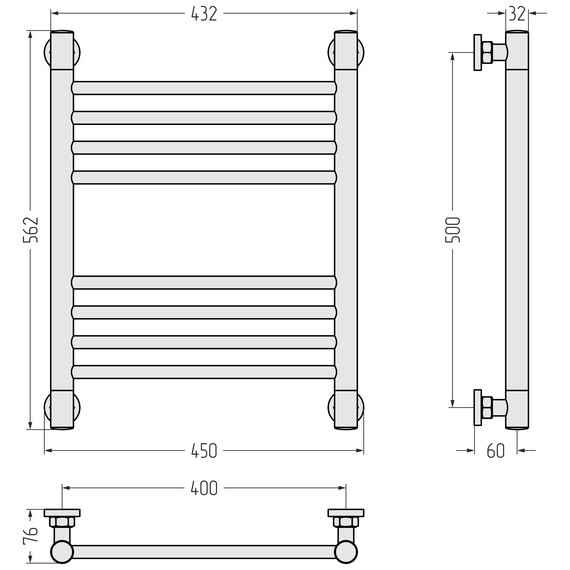 Полотенцесушитель водяной Сунержа Богема+ П8 400x560 мм (прямая перемычка) 032-0220-5040, золото матовое - фото 3