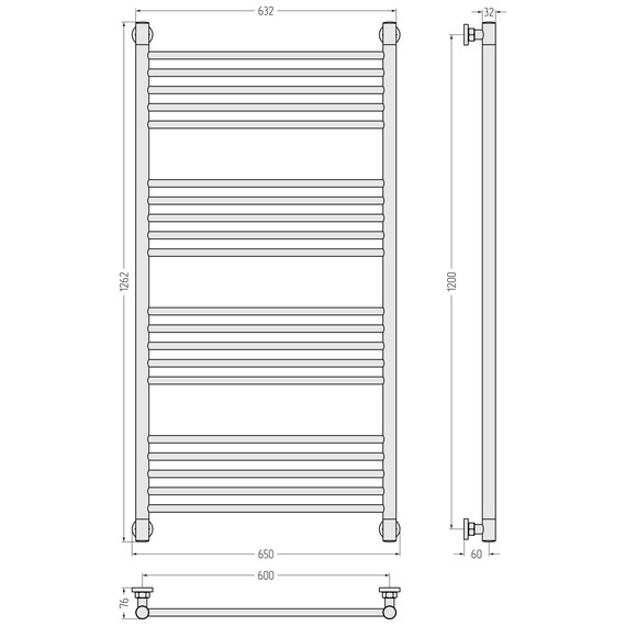Полотенцесушитель водяной Сунержа Богема+ П20 600x1260 мм (прямая перемычка) 051-0220-1260, состаренная латунь - фото 3