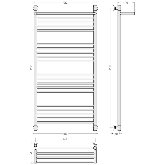 Полотенцесушитель водяной Сунержа Богема+ с полкой П20 600x1260 мм 32-0223-1260, золотой шёлк - фото 3