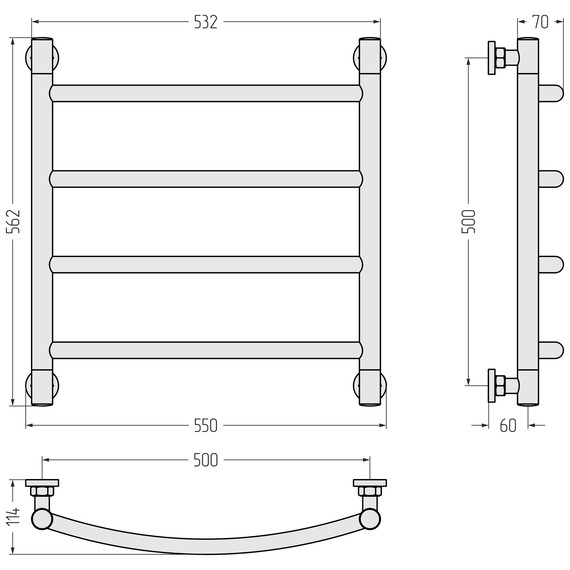 Полотенцесушитель водяной Сунержа Галант+ П4 500x560 мм 071-0200-5050, сатин - фото 3