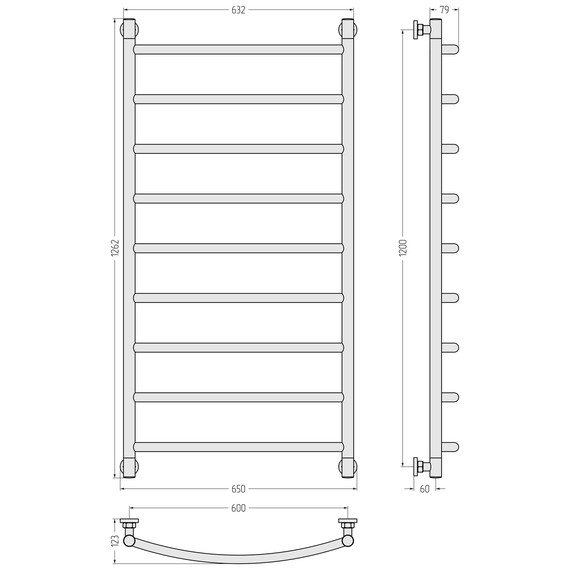 Полотенцесушитель водяной Сунержа Галант+ П9 600x1260 мм 032-0200-1260, золото матовое - фото 3