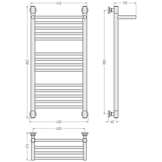 Полотенцесушитель водяной Сунержа Богема+ с полкой П14 400x860 мм 020-0223-8040, шампань - фото 3