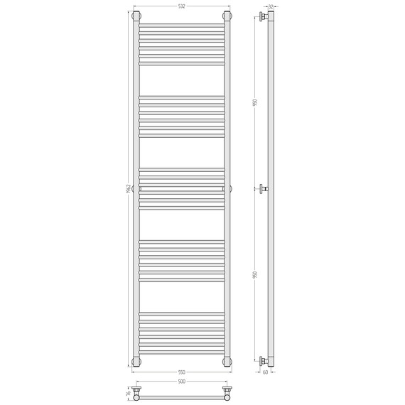 Полотенцесушитель водяной Сунержа Богема+ П30 500x1960 мм (прямая перемычка) 32-0220-1950, золотой шёлк - фото 3