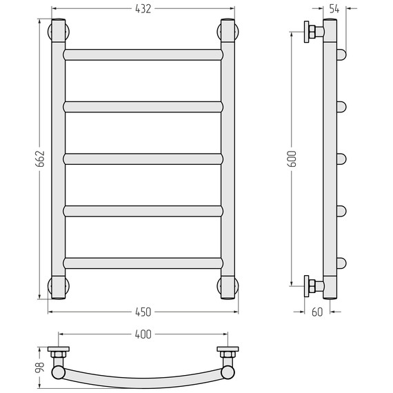 Полотенцесушитель водяной Сунержа Галант+ П5 400x660 мм 05-0200-6040, состаренная бронза - фото 3