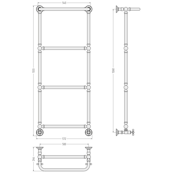 Полотенцесушитель водяной Сунержа Ренессанс П4 500x1330 мм 051-0281-1250, состаренная латунь - фото 3