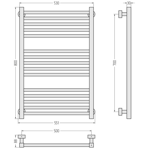 Полотенцесушитель водяной Сунержа Модус PRO П15 500x800 мм 30-0450-8050, белый матовый - фото 3